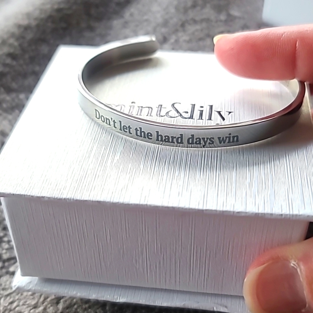 Mint and lily silver bracelet